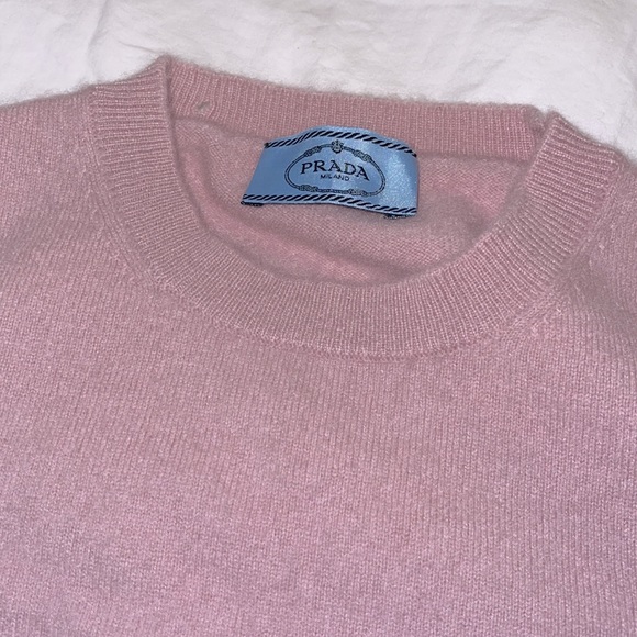 Prada | Tops | Authentic Prada Baby Pink Short Sleeve Sweater | Poshmark